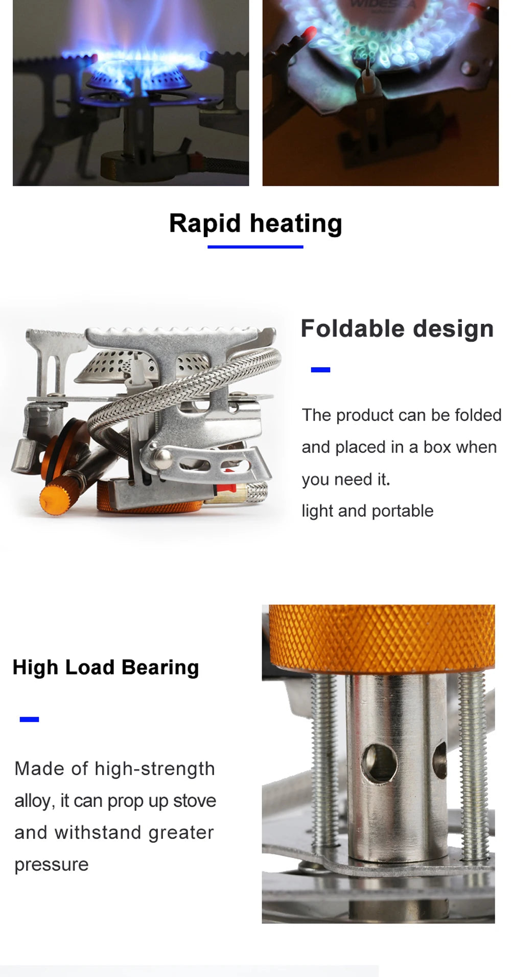 Widesea Camping Gas Stove – Strong Fire Outdoor Tourist Burner & Survival Cooker